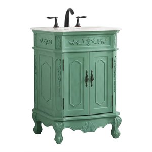 Elegant Decor Danville 24&quot Solid Wood Single Bathroom Vanity in Vintage Mint