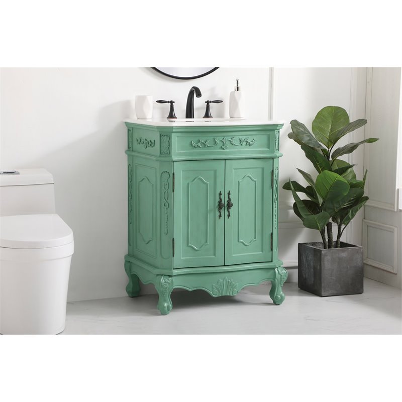 elegant decor danville 27&quot solid wood single bathroom vanity - vintage mint