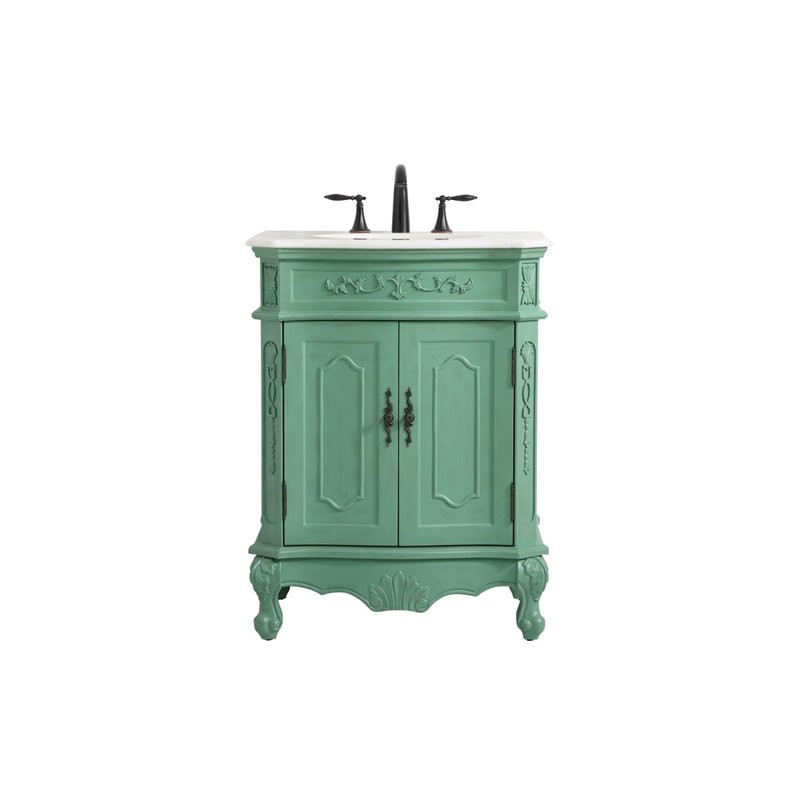 elegant decor danville 27&quot solid wood single bathroom vanity - vintage mint