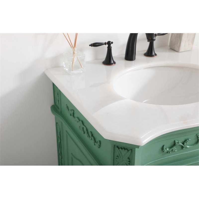 elegant decor danville 27&quot solid wood single bathroom vanity - vintage mint