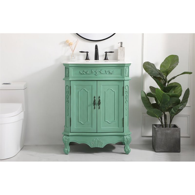 elegant decor danville 27&quot solid wood single bathroom vanity - vintage mint