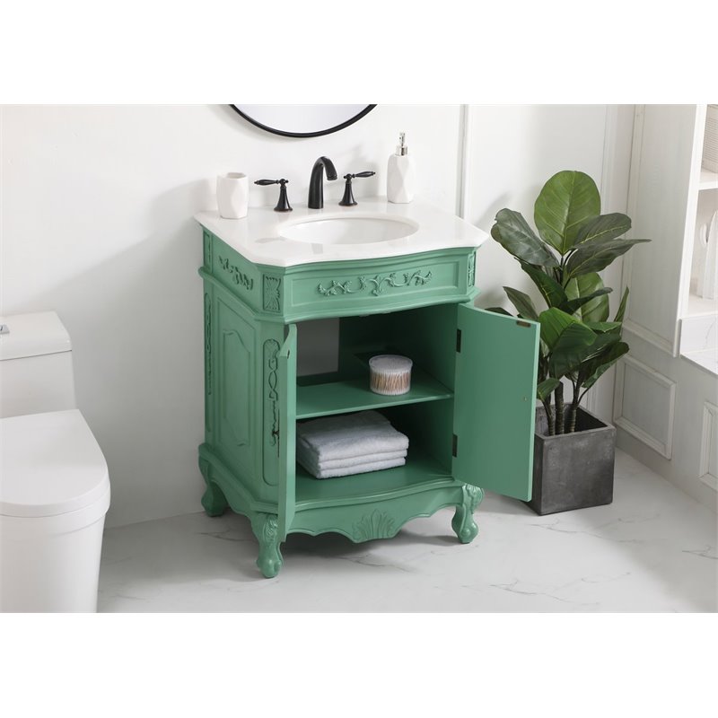 elegant decor danville 27&quot solid wood single bathroom vanity - vintage mint