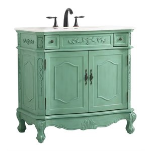 Elegant Decor Danville 36&quot Solid Wood Single Bathroom Vanity in Vintage Mint