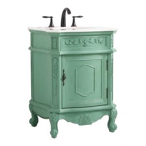 Elegant Decor Berkshire 24&quot Solid Wood and MDF Single Bathroom Vanity in Mint