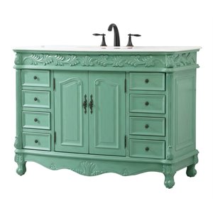 Elegant Decor Clarion 48&quot Solid Wood and MDF Single Bathroom Vanity in Mint