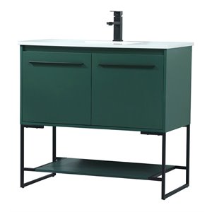 Elegant Decor Sloane 36&quot MDF and Steel Single Bathroom Vanity in Green