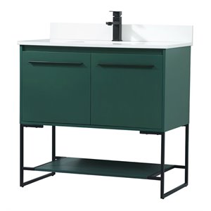 Elegant Decor Sloane 36&quot MDF Single Bathroom Vanity with Backsplash in Green