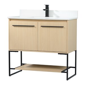 Elegant Decor Sloane 36&quot MDF Single Bathroom Vanity with Backsplash in Maple