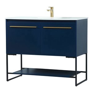Elegant Decor Sloane 40&quot MDF and Steel Single Bathroom Vanity in Blue