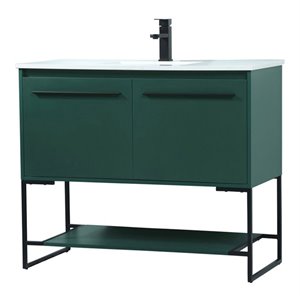Elegant Decor Sloane 40&quot MDF and Steel Single Bathroom Vanity in Green