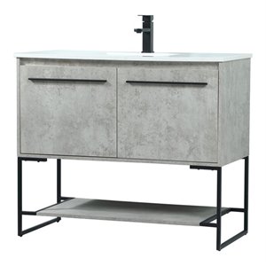 Elegant Decor Sloane 40&quot MDF and Steel Single Bathroom Vanity in Concrete Gray