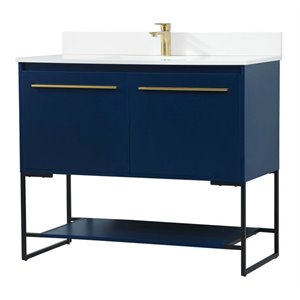 Elegant Decor Sloane 40&quot MDF Single Bathroom Vanity with Backsplash in Blue