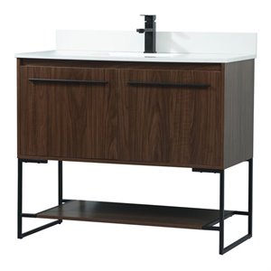 Elegant Decor Sloane 40&quot MDF Single Bathroom Vanity with Backsplash in Walnut