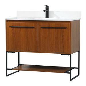 Elegant Decor Sloane 40&quot MDF Single Bathroom Vanity with Backsplash in Teak