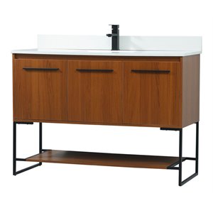 Elegant Decor Sloane 48&quot MDF Single Bathroom Vanity with Backsplash in Teak