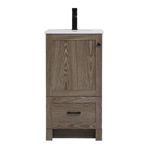 Elegant Decor Soma 18&quot Steel MDF Stone Single Bathroom Vanity in Weathered Oak