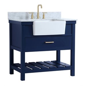 Elegant Decor Clement 36&quot MDF Single Bathroom Vanity with Backsplash in Blue
