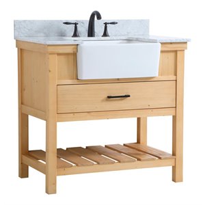 Elegant Decor Clement 36&quot Single Bathroom Vanity with Backsplash in Natural Wood