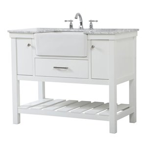 Elegant Decor Clement 42&quot Aluminum MDF Single Bathroom Vanity in White