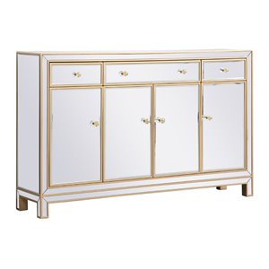Elegant Decor Reflexion 56&quot Transitional MDF and Metal Mirrored Credenza in Gold