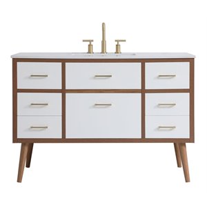 Elegant Decor Boise 48&quot Engineered Stone Steel Bathroom Vanity in White