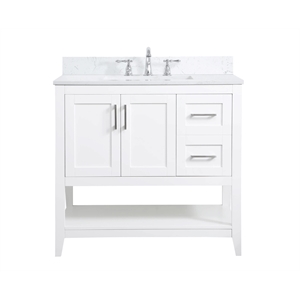 Elegant Decor Aubrey 36&quot MDF Single Bathroom Vanity with Backsplash in White