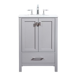 Elegant Decor Irene 24&quot Zinc Alloy and MDF Single Bathroom Vanity in Gray