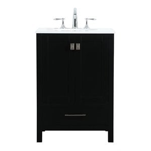 Elegant Decor Irene 24&quot Zinc Alloy and MDF Single Bathroom Vanity in Black