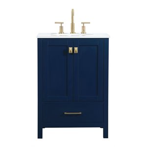 Elegant Decor Irene 24&quot Zinc Alloy and MDF Single Bathroom Vanity in Blue