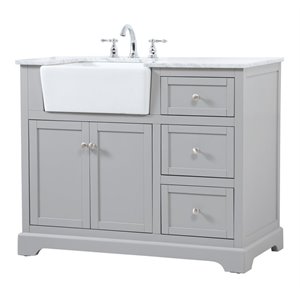 Elegant Decor Franklin 42&quot Aluminum MDF Single Bathroom Vanity in Gray