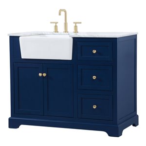 Elegant Decor Franklin 42&quot Aluminum MDF Single Bathroom Vanity in Blue