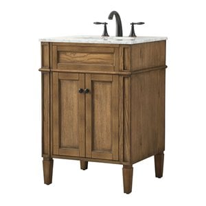 Elegant Decor Park Avenue 24&quot Aluminum MDF Single Bathroom Vanity in Driftwood