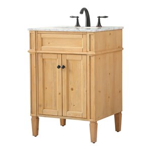 Elegant Decor Park Avenue 24&quot Aluminum MDF Single Bathroom Vanity - Natural Wood