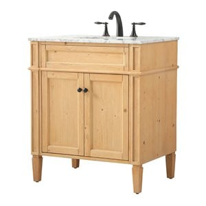 Elegant Decor Park Avenue 30&quot Aluminum MDF Single Bathroom Vanity - Natural Wood