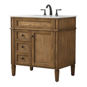 Elegant Decor Park Avenue 32&quot Aluminum MDF Single Bathroom Vanity in Driftwood
