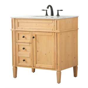 Elegant Decor Park Avenue 32&quot Aluminum MDF Single Bathroom Vanity - Natural Wood