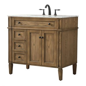 Elegant Decor Park Avenue 36&quot Aluminum MDF Single Bathroom Vanity in Driftwood