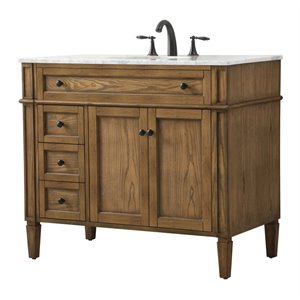 Elegant Decor Park Avenue 40&quot Aluminum MDF Single Bathroom Vanity in Driftwood