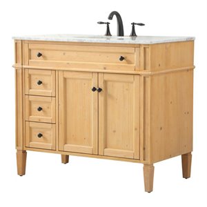 Elegant Decor Park Avenue 40&quot Aluminum MDF Single Bathroom Vanity - Natural Wood