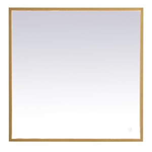 Elegant Decor Pier 27x36&quot Modern Aluminum LED Mirror in Brass
