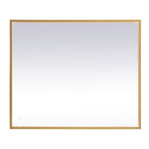 Elegant Decor Pier 27x40&quot Modern Aluminum LED Mirror in Brass