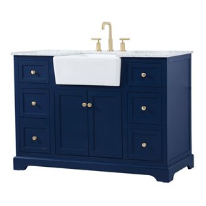 Elegant Decor Franklin 48&quot Aluminum and MDF Single Bathroom Vanity in Blue