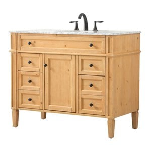 Elegant Decor Park Avenue 42&quot Aluminum MDF Single Bathroom Vanity - Natural Wood
