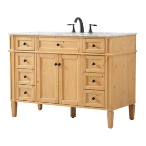 Elegant Decor Park Avenue 48&quot Aluminum MDF Single Bathroom Vanity - Natural Wood