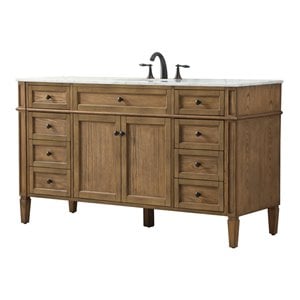 Elegant Decor Park Avenue 60&quot Aluminum MDF Single Bathroom Vanity in Driftwood