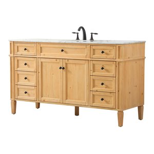 Elegant Decor Park Avenue 60&quot Aluminum MDF Single Bathroom Vanity - Natural Wood