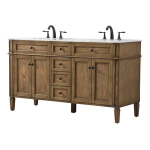 Elegant Decor Park Avenue 60&quot Aluminum MDF Double Bathroom Vanity in Driftwood