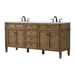 Elegant Decor Park Avenue 72&quot Aluminum MDF Double Bathroom Vanity in Driftwood