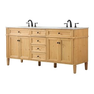 Elegant Decor Park Avenue 72&quot Aluminum MDF Double Bathroom Vanity - Natural Wood
