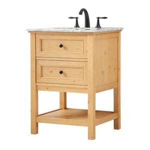 Elegant Decor Metropolis 24&quot Aluminum MDF Single Bathroom Vanity in Natural Wood